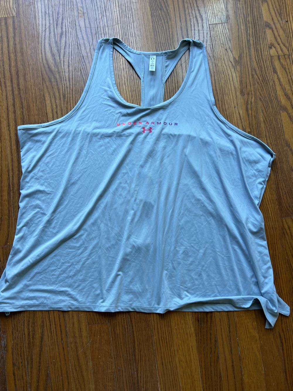 Under Armour Light Grey Racerback Tank with Pink Logo Text Size 3XL